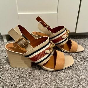 Tory Burch Tan Jessa Block Heel Sandals- size 9